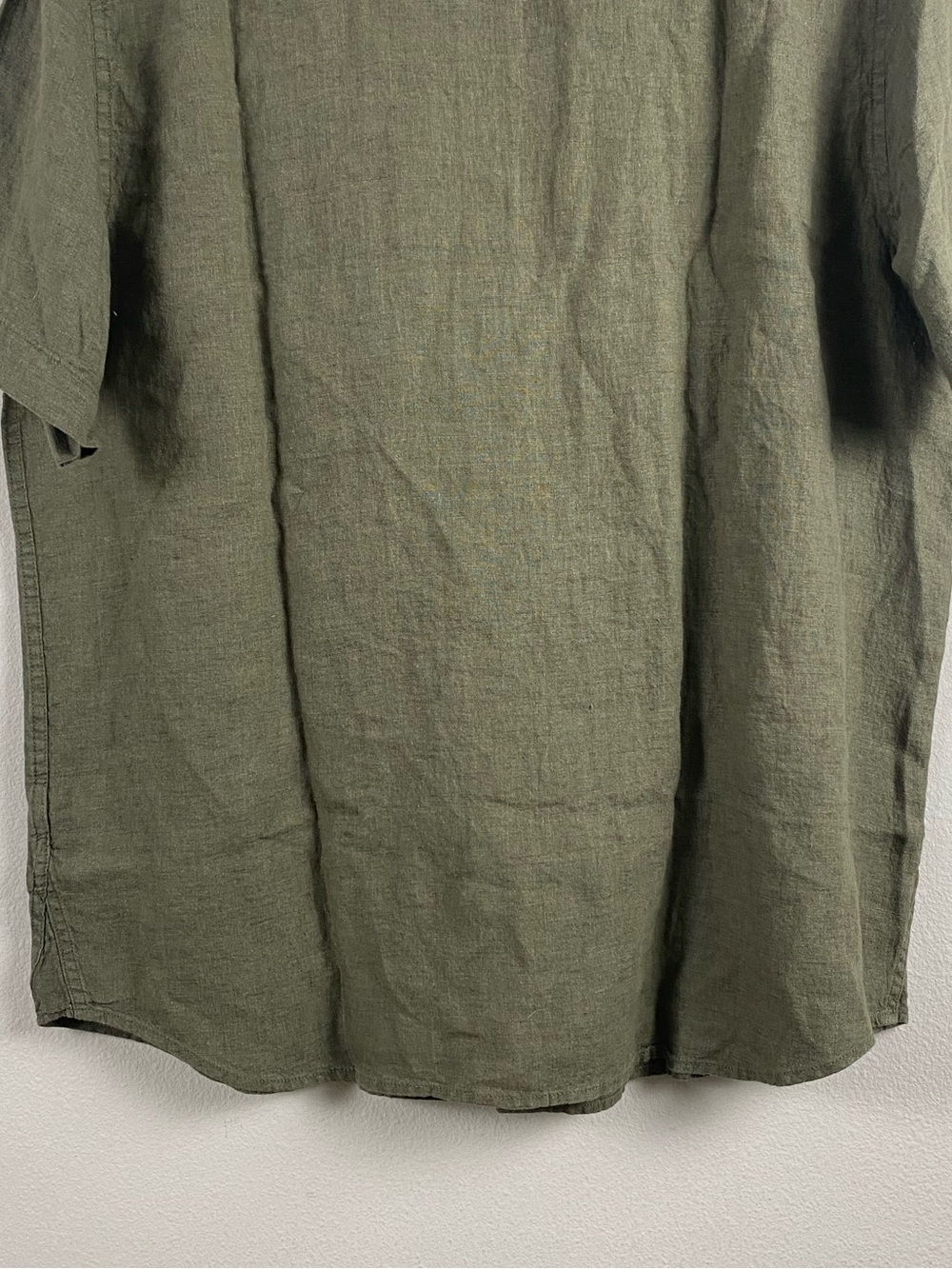 Banana Republic Linen Standard Fit Short Sleeve Button Front Shirt | Olive Green - Picture 6 of 16
